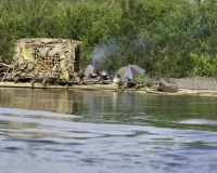 Imbarcazione lungo il Fiume Lemro nel territorio Chin vicino Sittwe Foto n. AOK9174